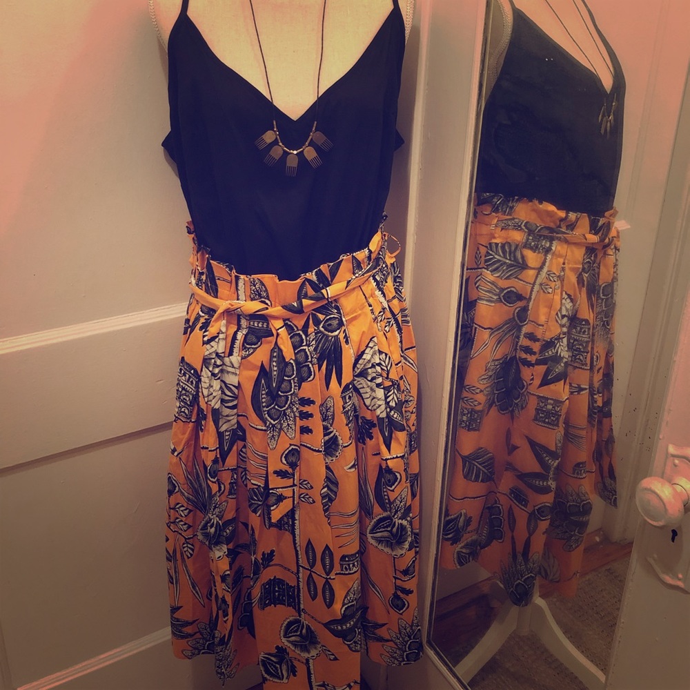 ELOQUII 16 Floral Print Paper-Bag Waist Skirt